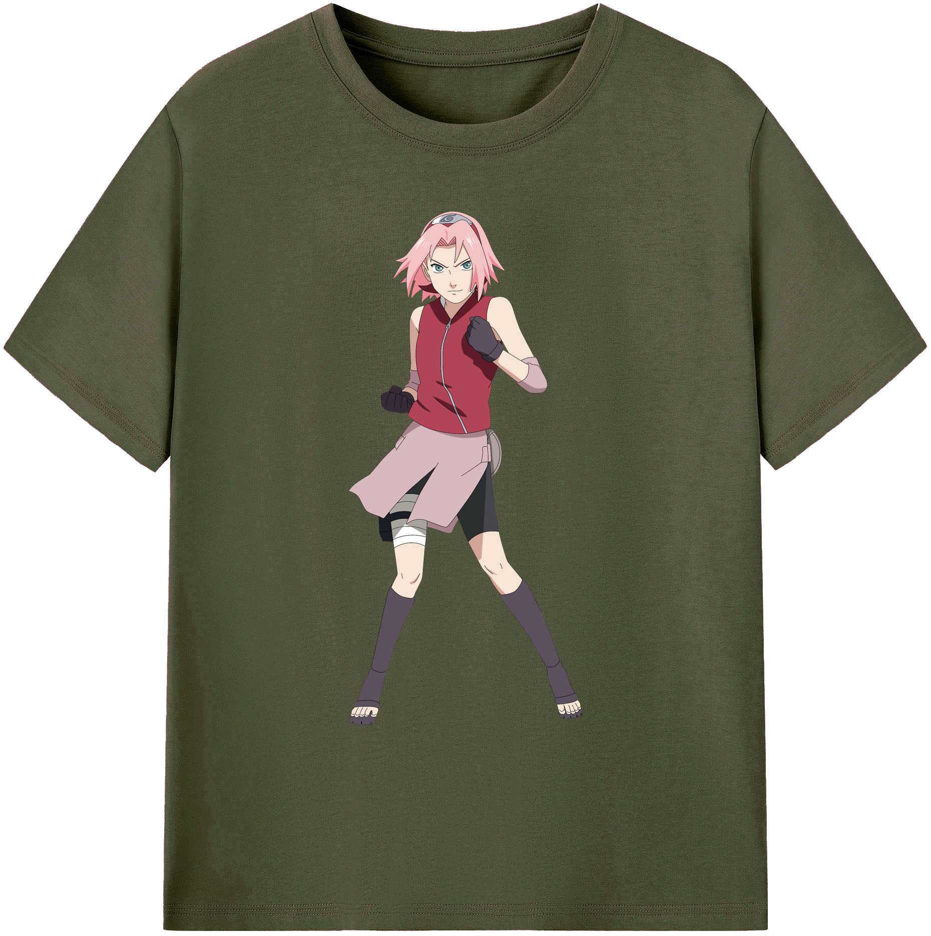 （画像用） NARUTO -ナルト- 春野サクラ Haruno Sakura 綿100％ メンズ半袖Tシャツ｜肌触りやわらか＆通気性